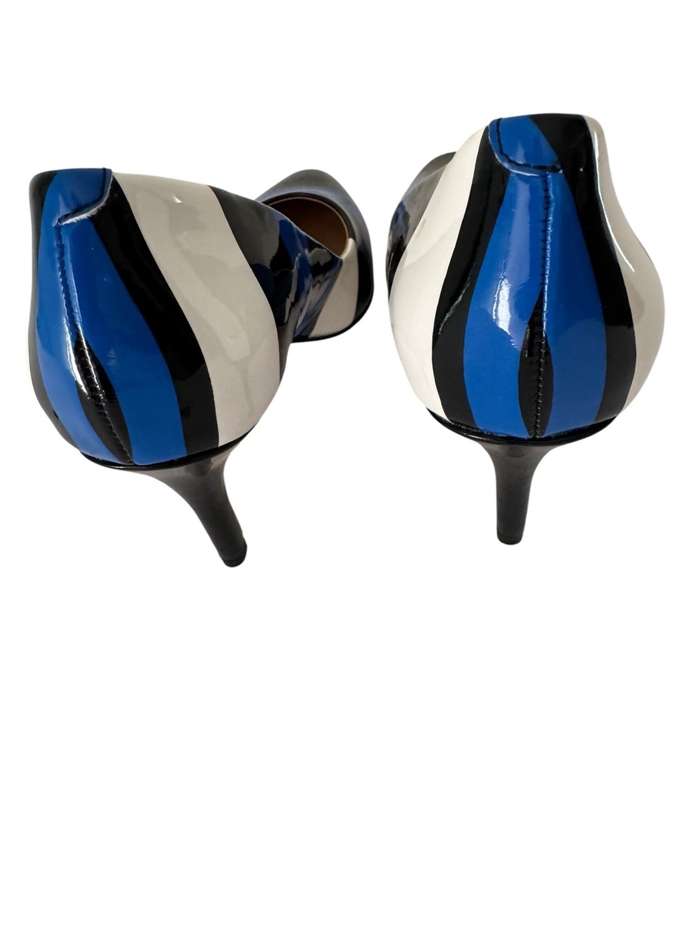 INC International Concepts Zitah Blue Black and White Patent Pointed-Toe Pumps - Picture 3 of 4